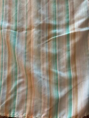 Vintage Twin Striped Southwest Flat Sheet 1970's Yellow Floral Top 64" X 91"